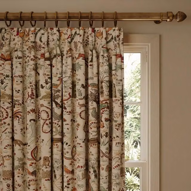 House of Hackney Trematonia Jacquard Fabric Curtain Panel in Beige and Multicolour