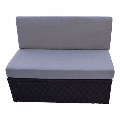 Canadian Spa Co. Grey Wicker Weave Bench with Cushion for Square Spas and Hot Tubs with Rustproof Aluminium Frame