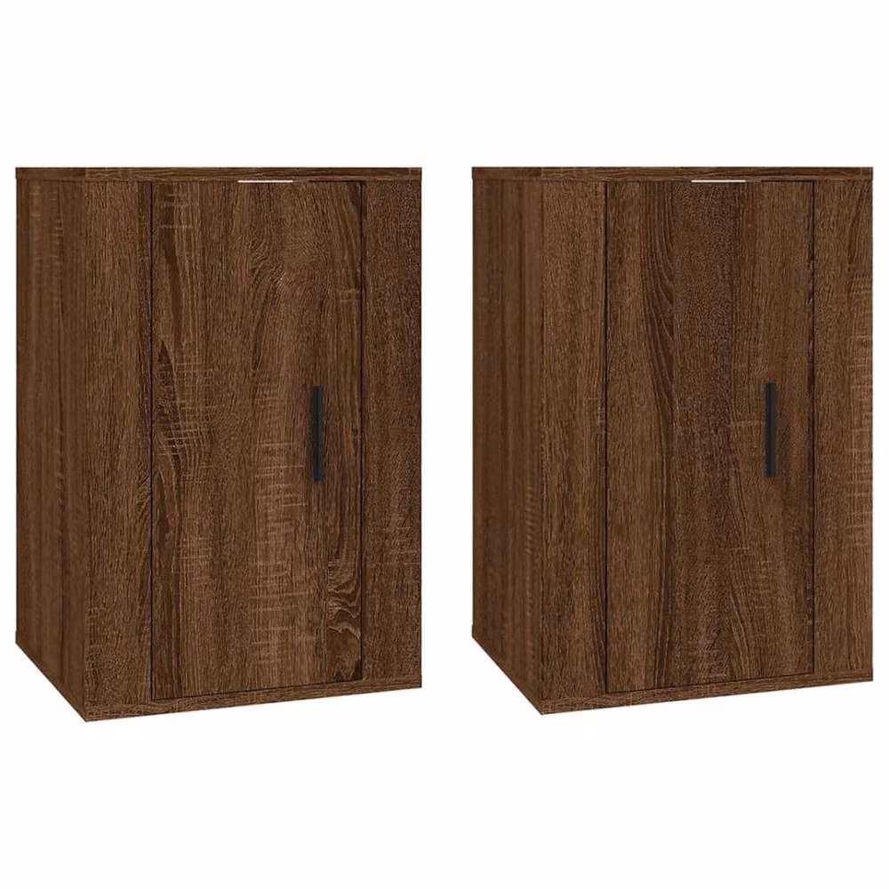 Berkfield Home Set of 2 Wall Mounted TV Cabinets in Brown Oak, W: 40 cm, D: 34.5 cm, H: 60 cm – 3