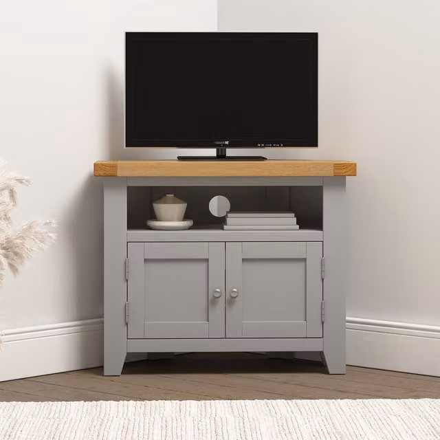 Seconique Windsor Corner TV Unit in Matt Grey