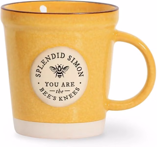 History and Heraldry Simon Pre-personalised Plant Pot Mug in Yellow Stoneware