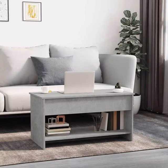 Berkfield Home Modern 809651 Coffee Table in Concrete Grey, W: 102 cm, D: 50 cm, H: 52.5 cm