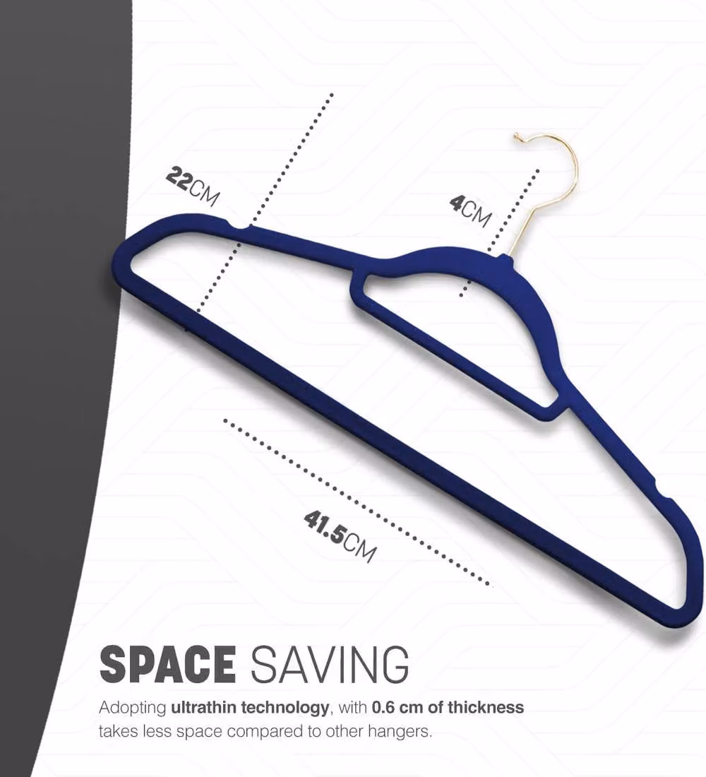 Keplin Non-Slip Velvet Flocked Clothes Hangers with Tie Bar, Blue, 20 Pack – 2