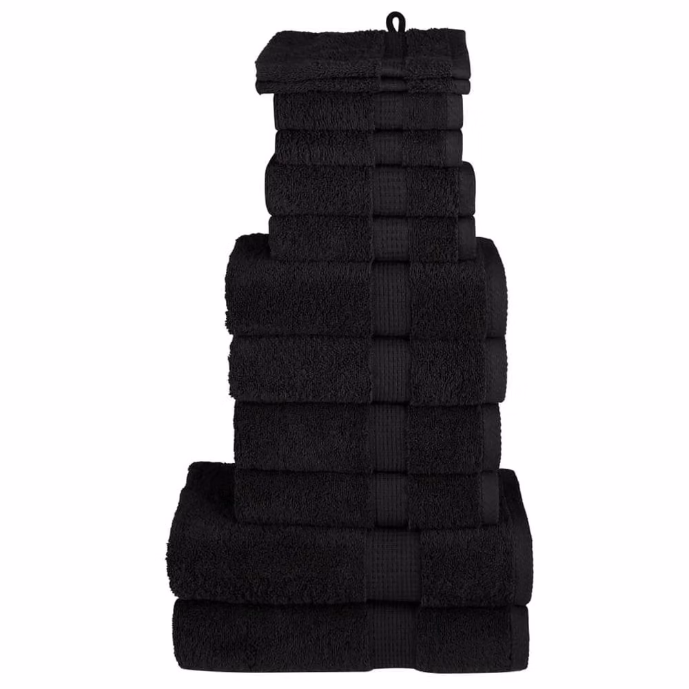 Berkfield Home SOLUND 12 Piece Premium Black Cotton Terry Towel Set, 600 gsm – 2