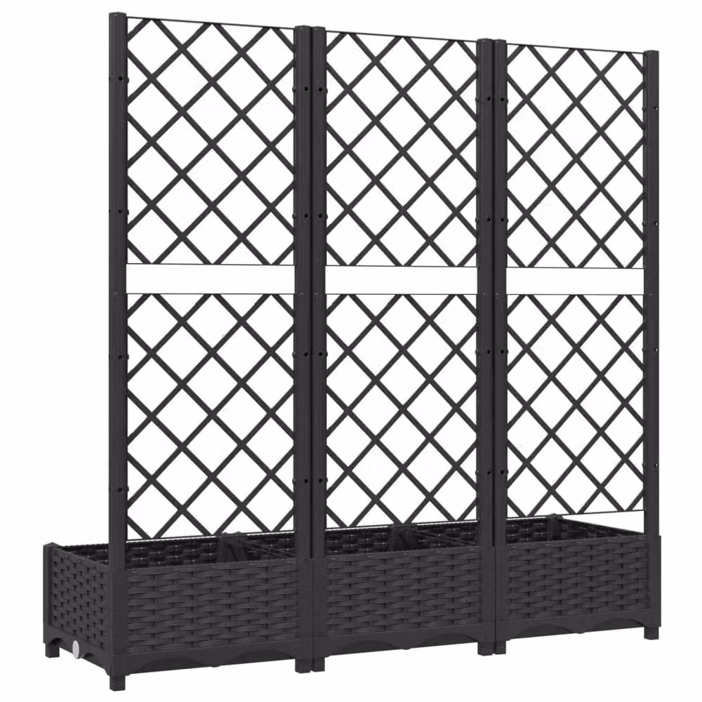 Berkfield Home Beautiful Garden Planter with Trellis, Black, W: 120 cm, D: 40 cm, H: 121.5 cm – 5