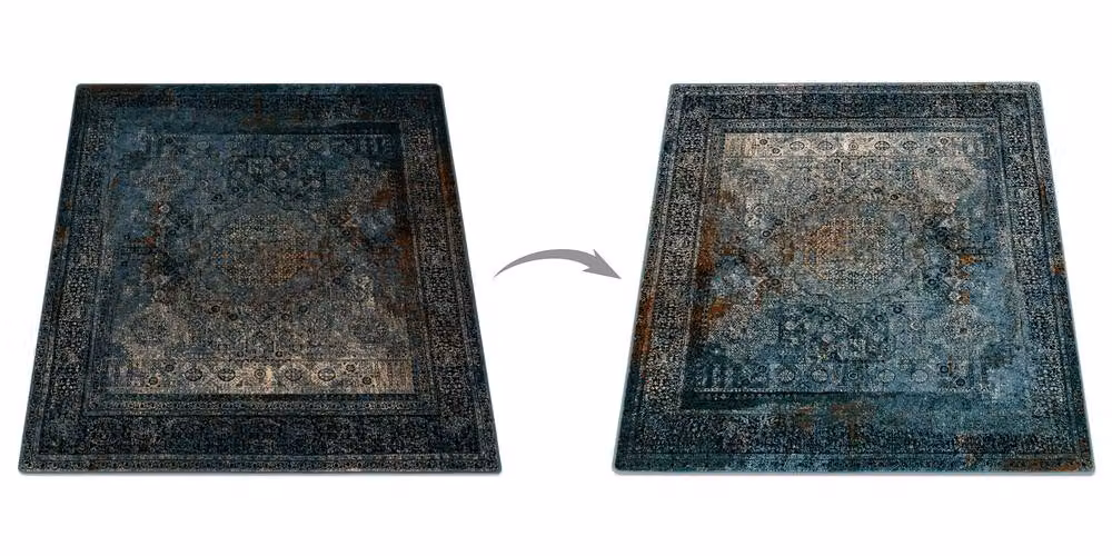 RugsX Wool Omega Vintage Square Rug in Blue, W/D/H: 170 x 170 cm – 2