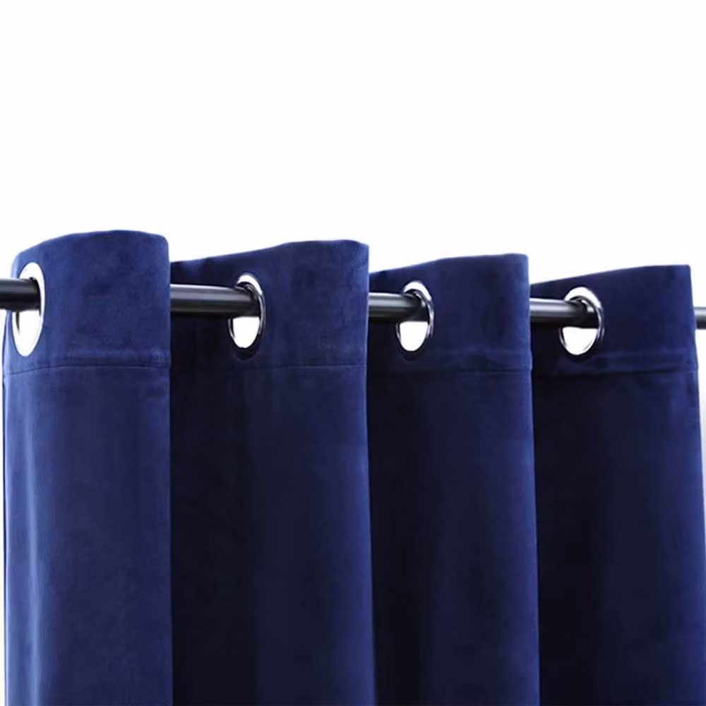 Berkfield Home Dark Blue Velvet Blackout Eyelet Curtains, 2 Pack, W: 140 cm, H: 175 cm – 3