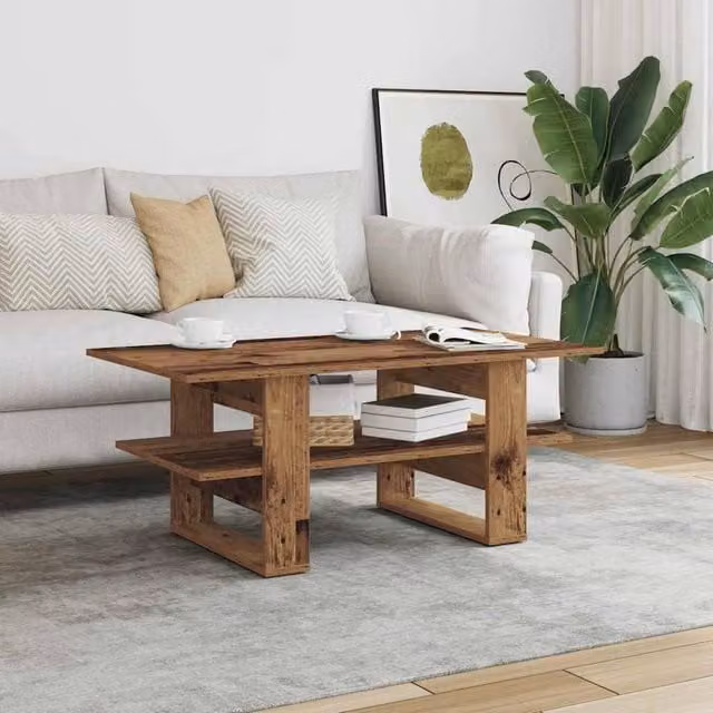Berkfield Home Decorative Coffee Table in Brown Old Wood, W/D/H: 102 x 55 x 42 cm