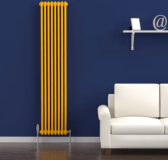 Lux Heat Vertical Coloured Column Radiator in Sunflower Yellow, H 180 cm x W 38 cm