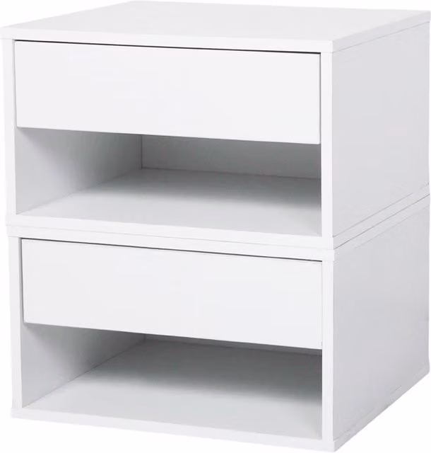 Levede Set of 2 White Wall Mounted Floating Bedside Tables with Drawer and Open Shelf