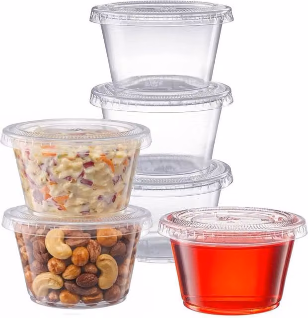 ECONX 1000 Pack Clear Plastic Sauce Pots with Snap Lids, 4oz (118ml) Leakproof and BPA Free Deli Containers