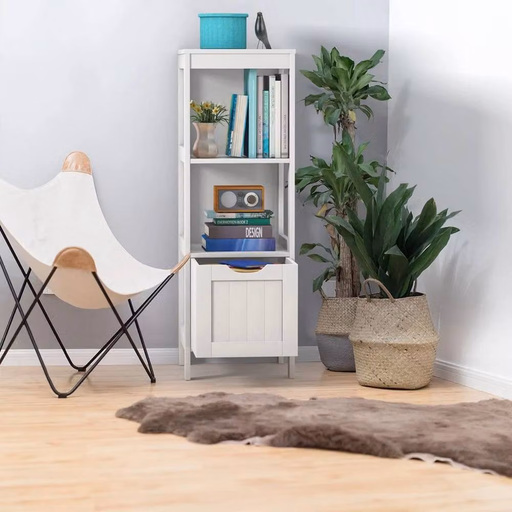 VOGREX White Multifunctional Bathroom and Bedroom Floor Storage Cabinet with Matt Finish – 2