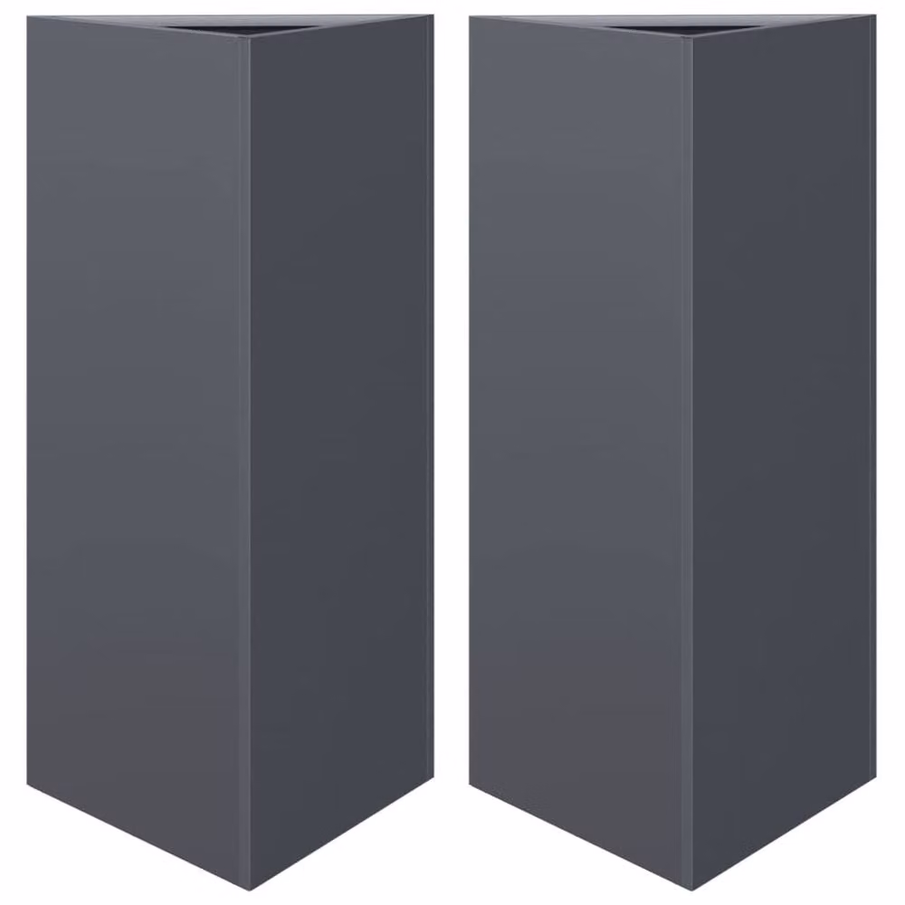 Berkfield Home Garden Triangular Steel Planters, 2 Pack, Anthracite, W: 40 cm, D: 34.5 cm, H: 70 cm – 2