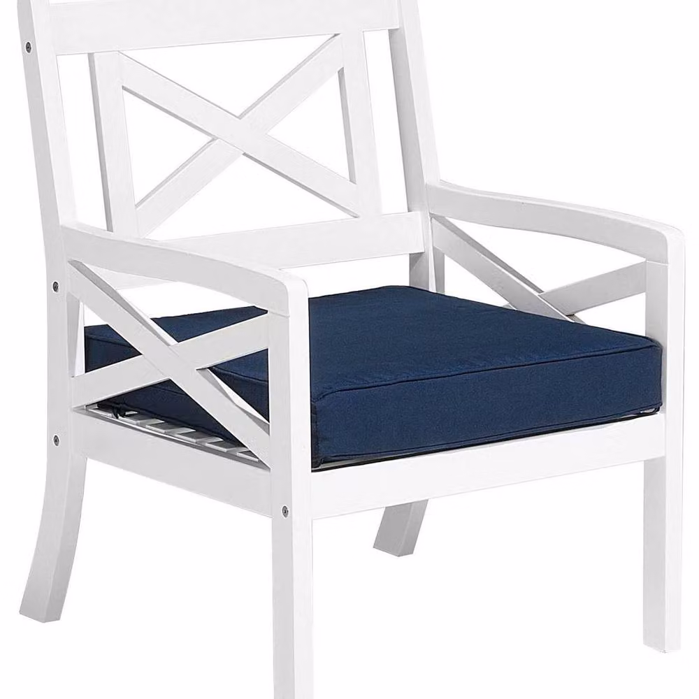 Wyld and Coco Maritime Acacia Wood Garden Chair with White and Blue Cushions and Armrests – 2
