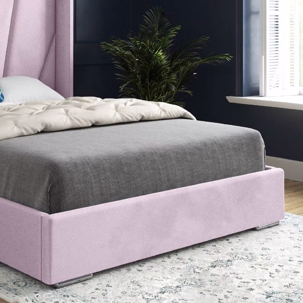 Casani Farleigh Single Upholstered Velvet Bed Frame in Pink, W/D/H: 90 x 200 cm – 5