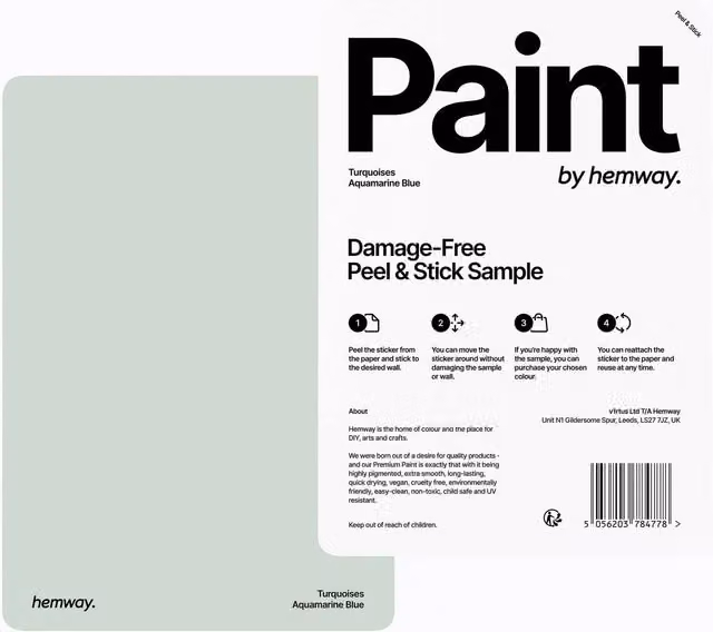Hemway Chalk Based Furniture Paint A5 Sample in Aquamarine Blue