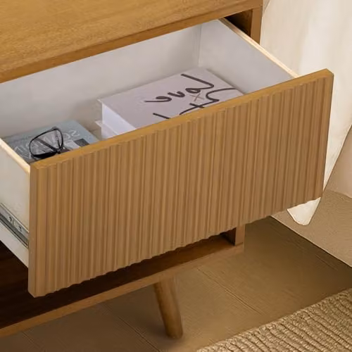 Teamson Home Tremolo Acacia Wood Bedside Table, Sand/Brown, W/D/H: 40.64 x 50.8 x 60.96 cm – 4
