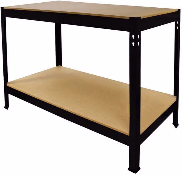 Q-RAX Black Metal Industrial Workbench, Width: 100 cm