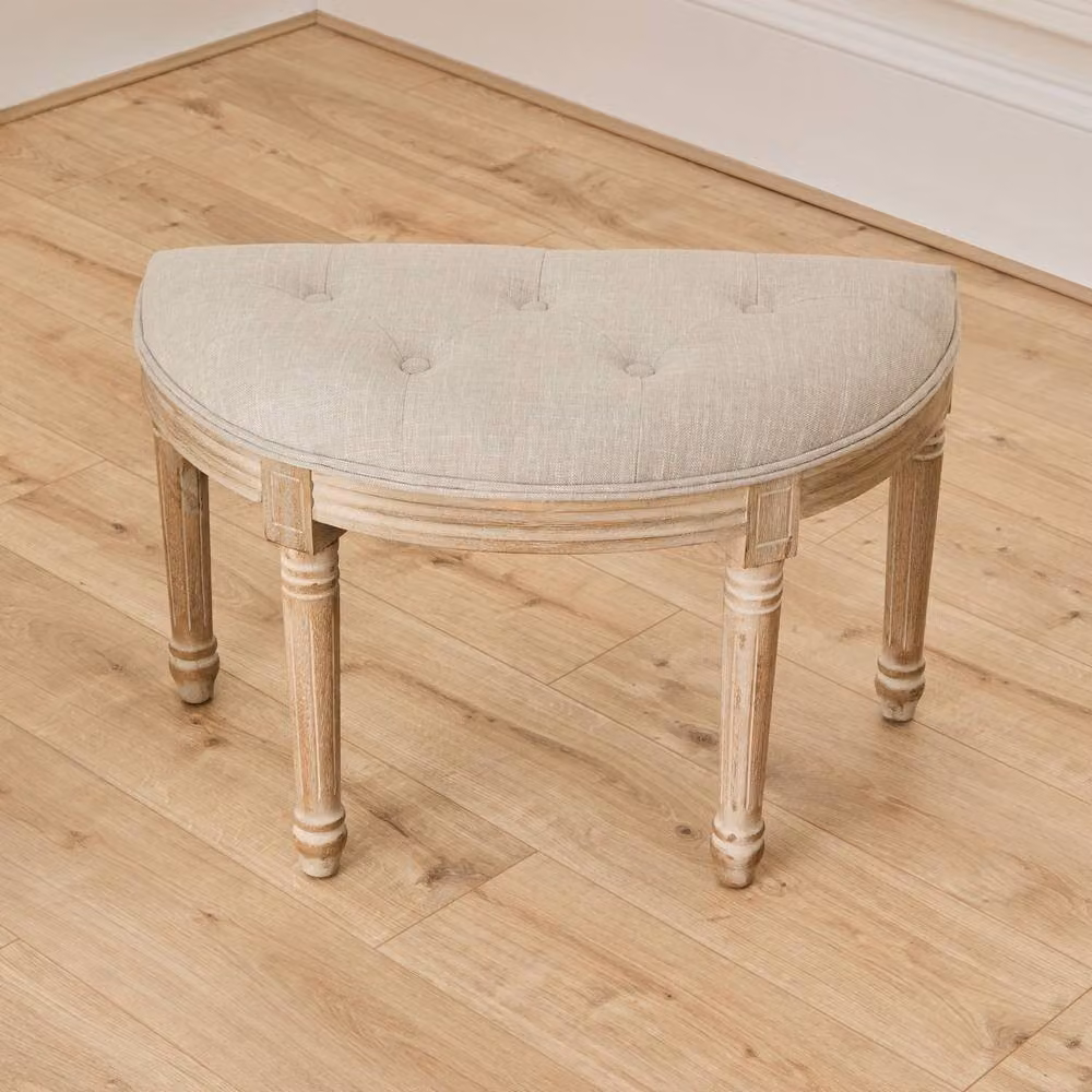 Voyage Maison Claudette Footstool in Light Oak with Beige Fabric – 3