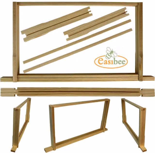 Actiasbee National Beehive Brood Frames DN4, 10pcs, Brown Pine Wood