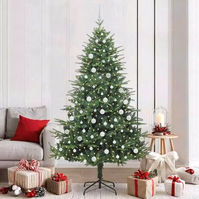 Berkfield Home Pre-lit Artificial Christmas Tree with Ball Set, Green, Height: 210 cm