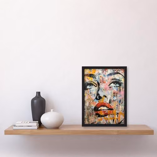 Artery8 Vintage Pop Art Portrait Street Art Graffiti Framed Wall Art Print, Multicolour, W: 21.0 x H: 29.7 cm – 4