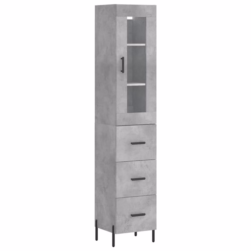 Berkfield Home Highboard in Concrete Grey, H 180 x W 34.5 x D 34 cm – 3
