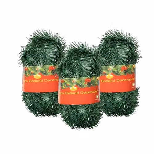 Shatchi 3-Piece Alaskan Green Artificial Christmas Garland Set, 16m Total Length – 1