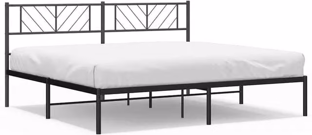 Berkfield Home Metal Bed Frame with Headboard in Black W: 183 cm, D: 213 cm