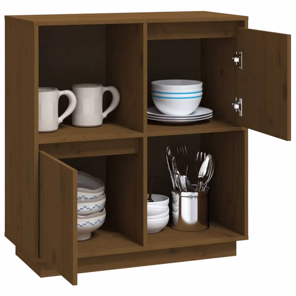 Berkfield Home Sideboard in Honey Brown Solid Pine Wood, W/D/H: 74 x 35 x 80 cm – 3