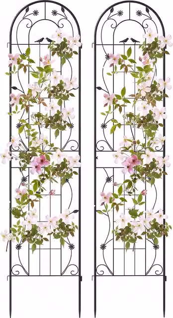 Costway Black Metal Outdoor Fence Trellis Plant Support for Climbers and Gardens