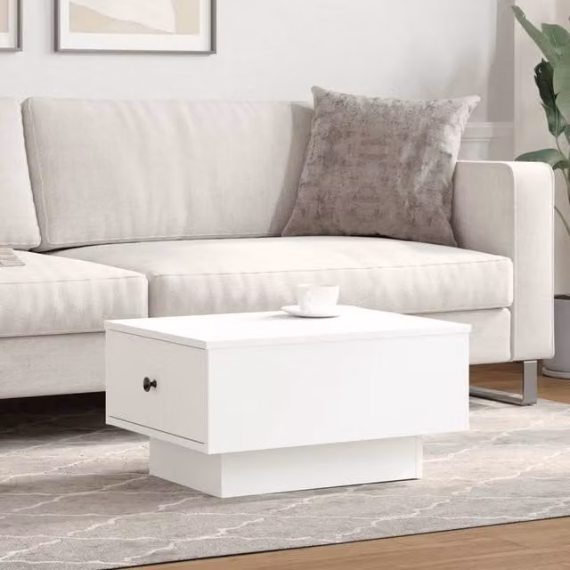 Berkfield Home White Rectangular Coffee Table in Engineered Wood W/D/H: 60 x 45 x 31 cm