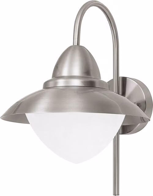 Loops IP44 Stainless Steel Outdoor Wall Light in Silver with Opal Glass and E27 Socket – 1
