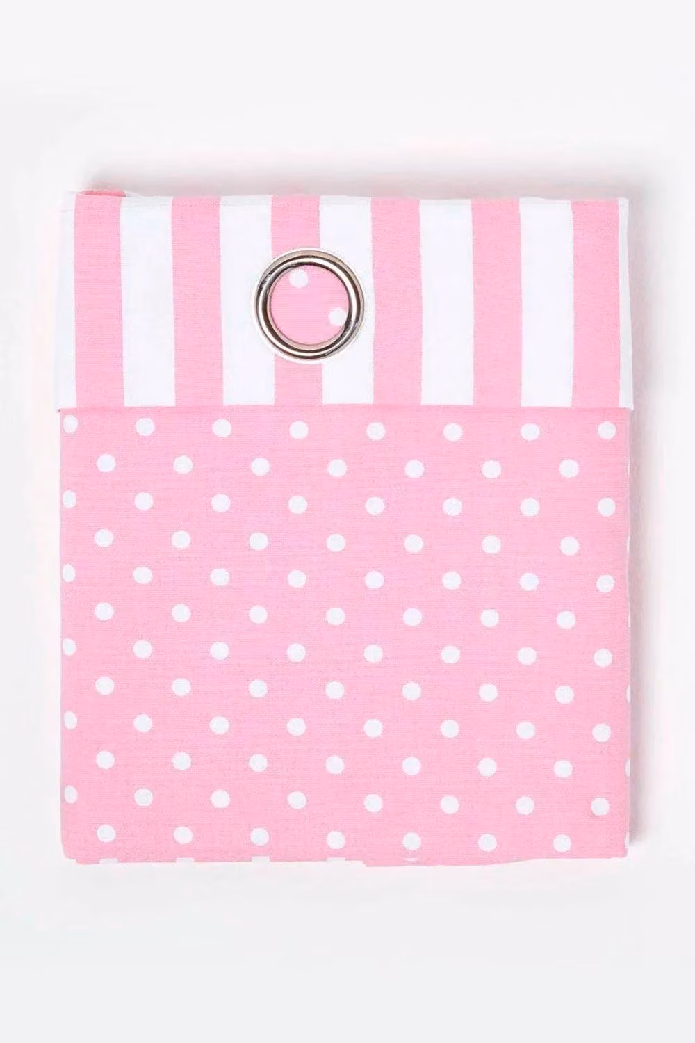 Homescapes Pink Polka Dot Cotton Eyelet Curtain Pair, Width: 140 cm, Drop: 229 cm – 2