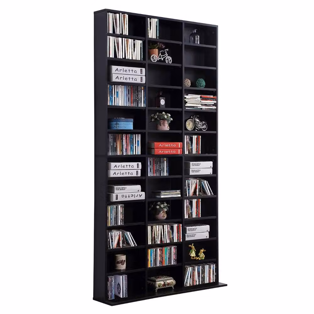 Rolipo 1116 CD 528 DVD Media Storage Unit with Adjustable Shelves in Black – 2