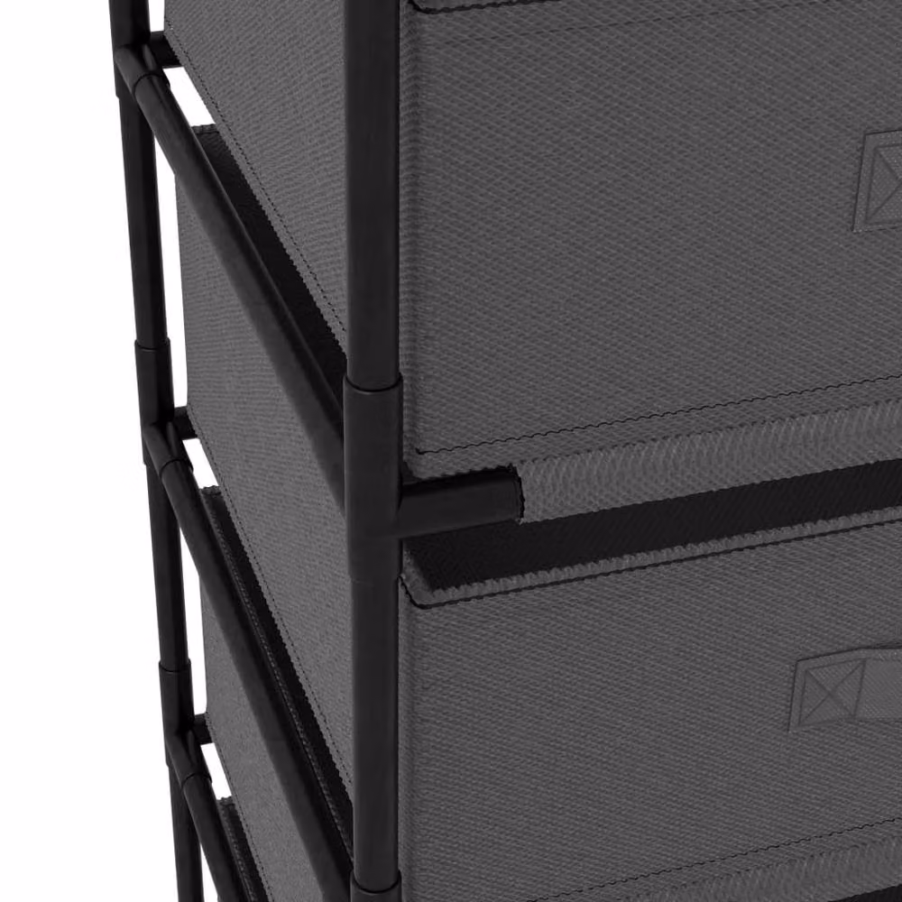 Berkfield Home Storage Rack with 4 Fabric Baskets in Grey, W: 80 cm, H: 80 cm, D: 38 cm – 3