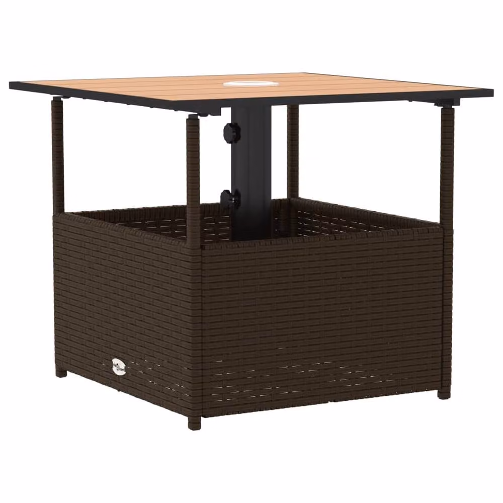 Berkfield Home Brown Poly Rattan Garden Table with Parasol Hole, W/D/H: 55 x 55 x 46.5 cm – 5