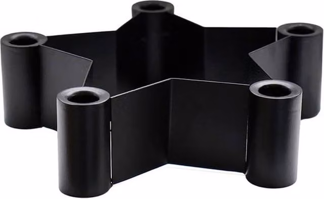 Lemon Pavilion Furniture and Decor Star Shaped Metal Taper Candle Holder, Black, W: 25 cm, D: 25 cm, H: 7 cm
