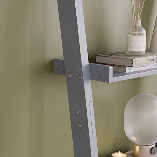 Vida Designs York 4 Tier Ladder Bookcase, Grey, H 154 x W 56 x D 29 cm – 3