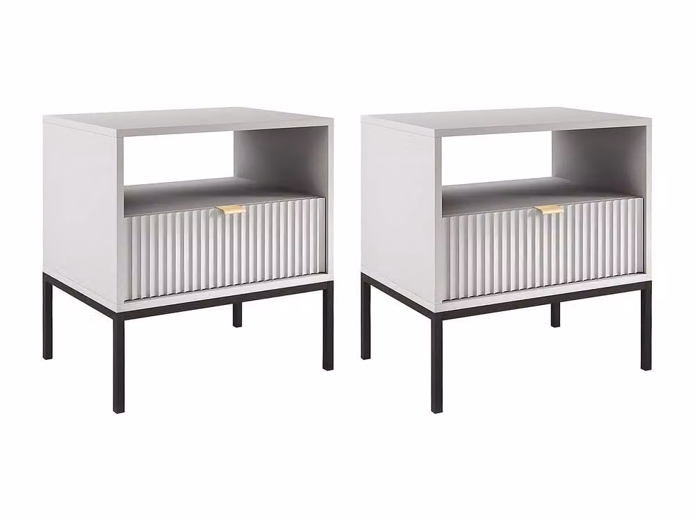 Vente-unique Set of 2 Modern Grey Bedside Tables with 1 Drawer and 1 Open Compartment – 2