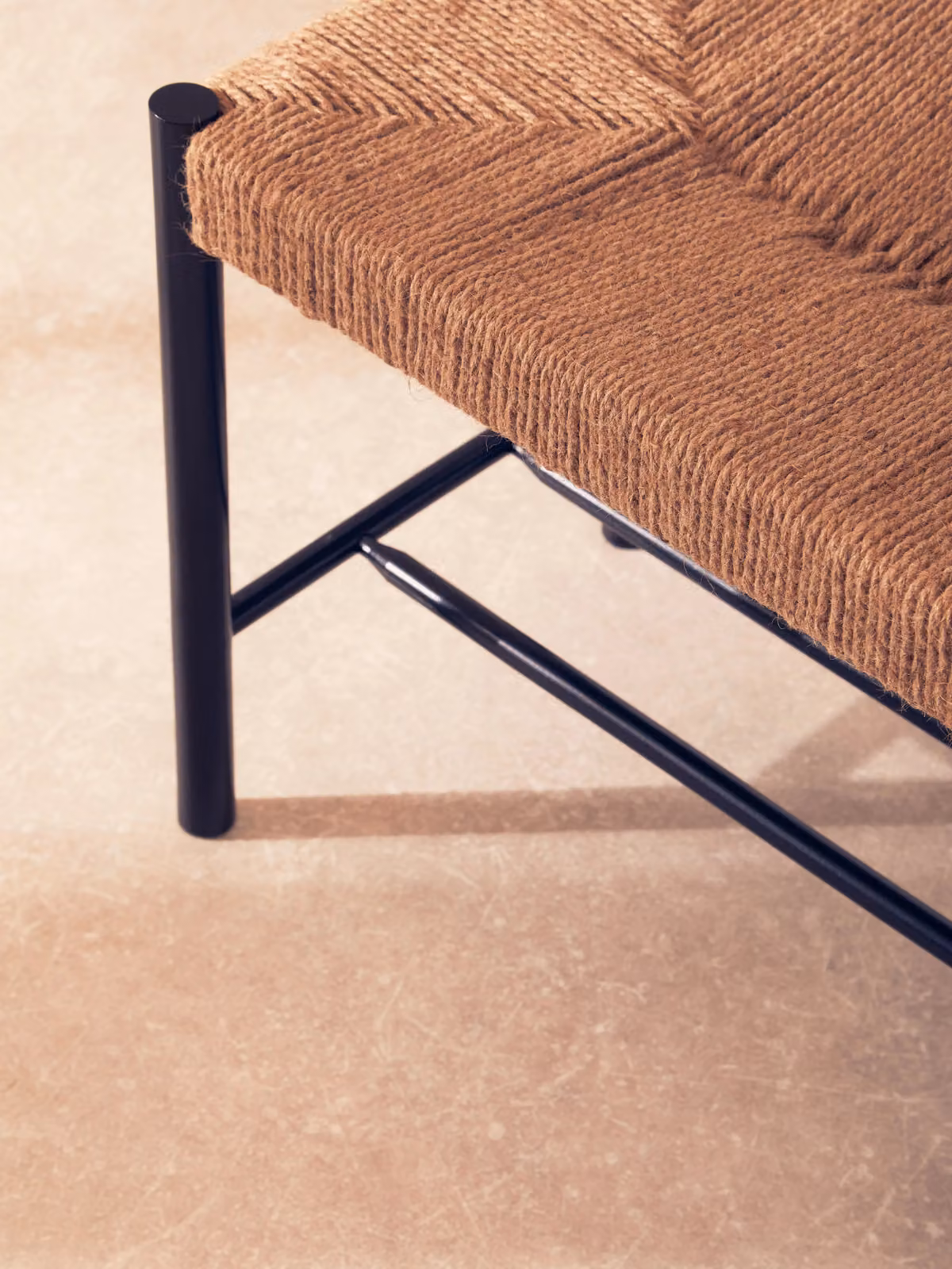 Orsina Minimalist Handwoven Beech Wood Bench in Black, W/D/H: 110 x 35 x 45 cm – 3