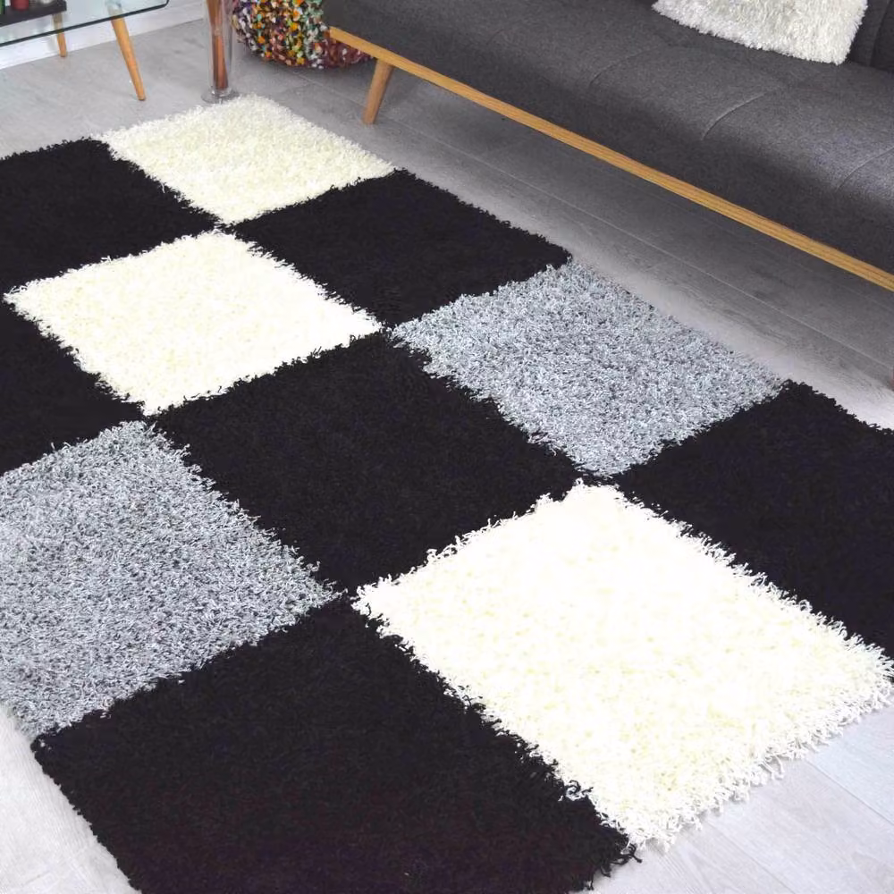 Bravich LTD Black Checked Modern Shaggy Rug, W: 80 cm, L: 150 cm – 11