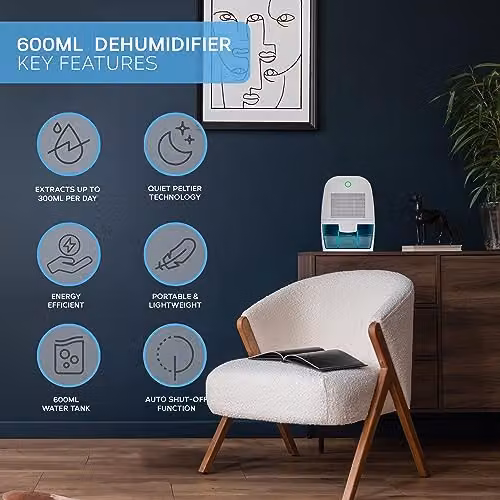 Air Pro Mini Electric Dehumidifier and Mould Remover, 600ml, Blue – 2