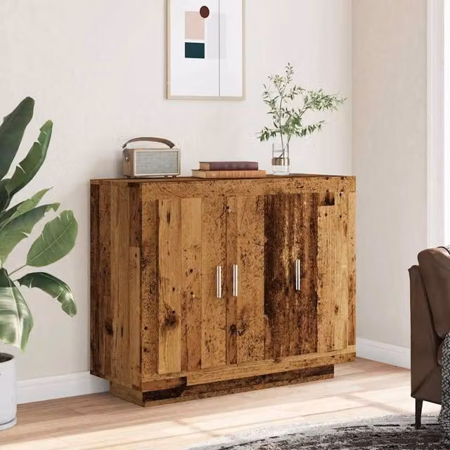 Berkfield Home Rustic Old Wood Sideboard in Brown, W/D/H: 92 x 35 x 75 cm – 1