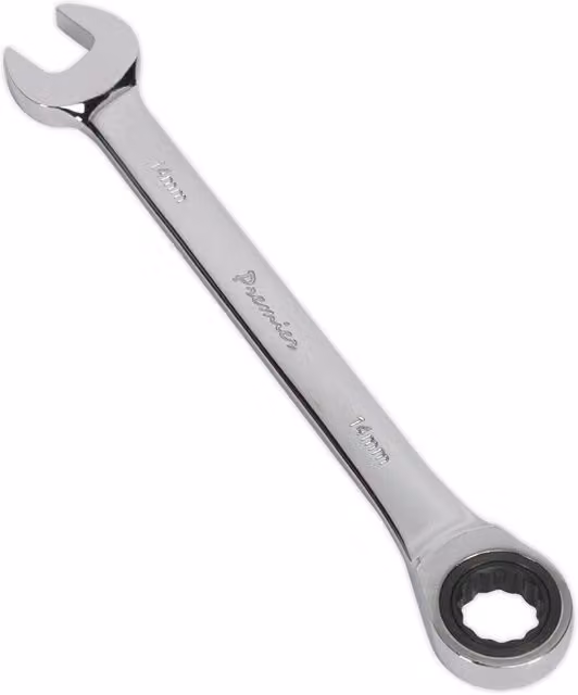 Loops 14mm Ratchet Combination Spanner in Silver Chrome Vanadium Steel
