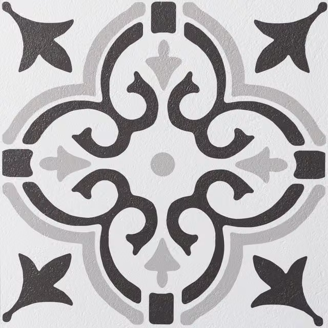 d-c-fix Grey Geometric Stencil Motif Self-Adhesive Vinyl Floor Tiles, 1sqm
