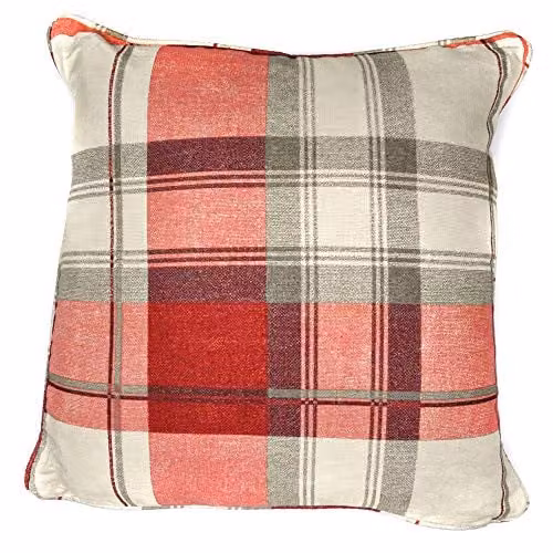 Fusion Red Checked Cotton Square Filled Cushion, W/D/H: 43 x 43 x 43 cm – 3