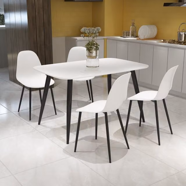 Core Products Ltd Pair of Curve Modern Plastic and Metal Dining Chairs in White Matt
