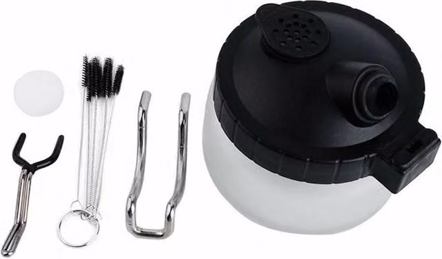 VOGREX Airbrush Cleaning Kit with Glass Paint Jar Stand and Filters, White