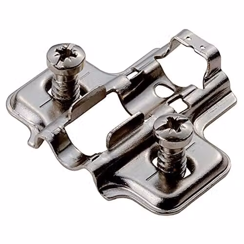Loops 4 Pack 2mm Mounting Plates for Soft Close Hinges with Euro Screws in Bright Zinc Plated Silver – 2